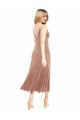 Rose Trapèze Col V midi Velours Stretch Courte Robes demoiselle d'honneur / Robes de bal / Robes de cocktail Pas Chère