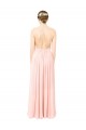 Rose Trapèze Licou Mousseline Longue Robes demoiselle d'honneur Pas Chère