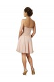 Rose Trapèze Mousseline Dentelle Courte Robes demoiselle d'honneur / Robes de cocktail Pas Chère