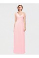 Rose Trapèze Mousseline Longue Robes demoiselle d'honneur Pas Chère