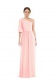 Rose Trapèze Mousseline Longue Robes demoiselle d'honneur Pas Chère