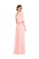Rose Trapèze Mousseline Longue Robes demoiselle d'honneur Pas Chère