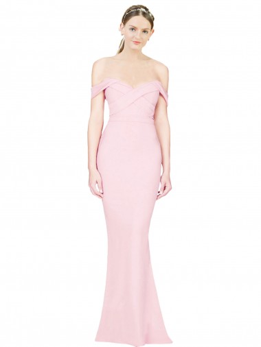Rose Trapèze Sans bretelle Crêpe Stretch Longue Formelles Robes demoiselle d'honneur / Robes de soirée / Robes de bal Pas Chre