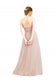 Rose Trapèze Sans bretelle Tulle Longue Robes demoiselle d'honneur Pas Chère