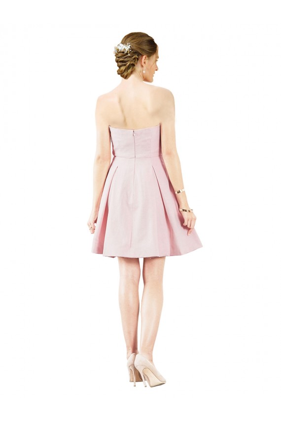 Rose Trapèze Satiné Courte Robes demoiselle d'honneur / Robes de cocktail Pas Chère