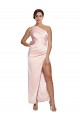 Rose Trapèze Satiné Soyeux Longue Robes demoiselle d'honneur / Robes de bal Pas Chère