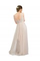 Rose Trapèze Scoop Tulle Longue Robes demoiselle d'honneur Pas Chère