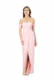 Rose Trapèze Épaule Dénudée Sans bretelle Mousseline Longue Asymétrique Robes demoiselle d'honneur Pas Chère