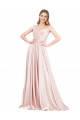 Rose Trapèze Épaule Dénudée Satiné Longue Formelles Robes demoiselle d'honneur / Robes de soirée / Robes de bal Pas Chère