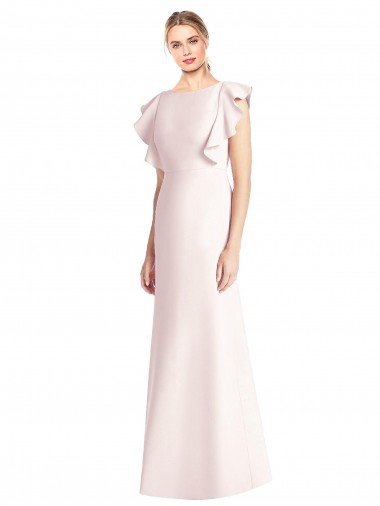 Rose Trompette Bateau Crêpe Stretch Longue Robes demoiselle d'honneur / Robes de bal Pas Chre