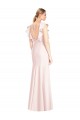 Rose Trompette Bateau Crêpe Stretch Longue Robes demoiselle d'honneur / Robes de bal Pas Chère