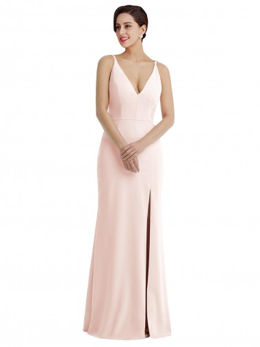 Rose Trompette Col V Crêpe Stretch Longue Formelles Robes demoiselle d'honneur / Robes de soirée / Robes de bal Pas Chre