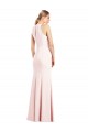 Rose Trompette Col V Crêpe Stretch Longue Robes demoiselle d'honneur / Robes de bal Pas Chère