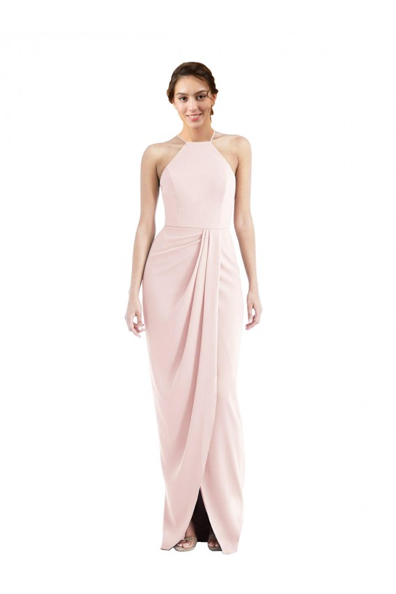 Rose Trompette Licou Crêpe Stretch Longue Robes demoiselle d'honneur / Robes de bal Pas Chère