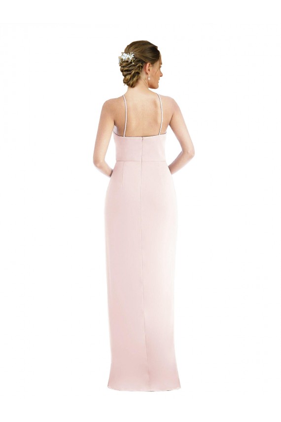 Rose Trompette Licou Crêpe Stretch Longue Robes demoiselle d'honneur / Robes de bal Pas Chère