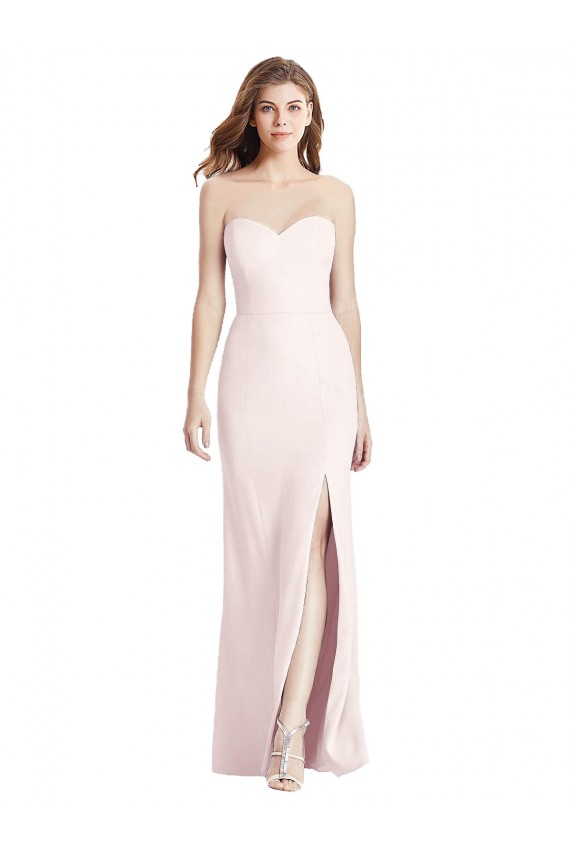 Rose Trompette Sans bretelle Crêpe Stretch Longue Robes demoiselle d'honneur / Robes de bal Pas Chère