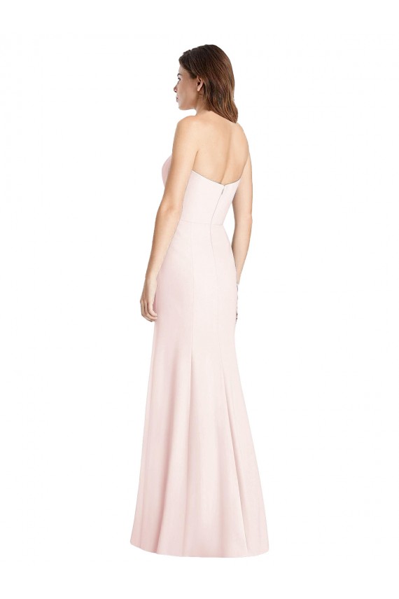 Rose Trompette Sans bretelle Crêpe Stretch Longue Robes demoiselle d'honneur / Robes de bal Pas Chère