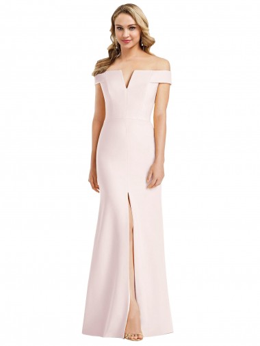 Rose Trompette Épaule Dénudée Col V Crêpe Stretch Longue Formelles Robes demoiselle d'honneur / Robes de soirée / Robes de bal Pas Chre