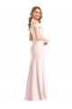 Rose Trompette Épaule Dénudée Col V Crêpe Stretch Longue Formelles Robes demoiselle d'honneur / Robes de soirée / Robes de bal Pas Chère
