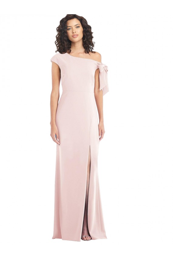 Rose Trompette Épaule Dénudée Crêpe Stretch Longue Formelles Robes demoiselle d'honneur / Robes de soirée / Robes de bal Pas Chère
