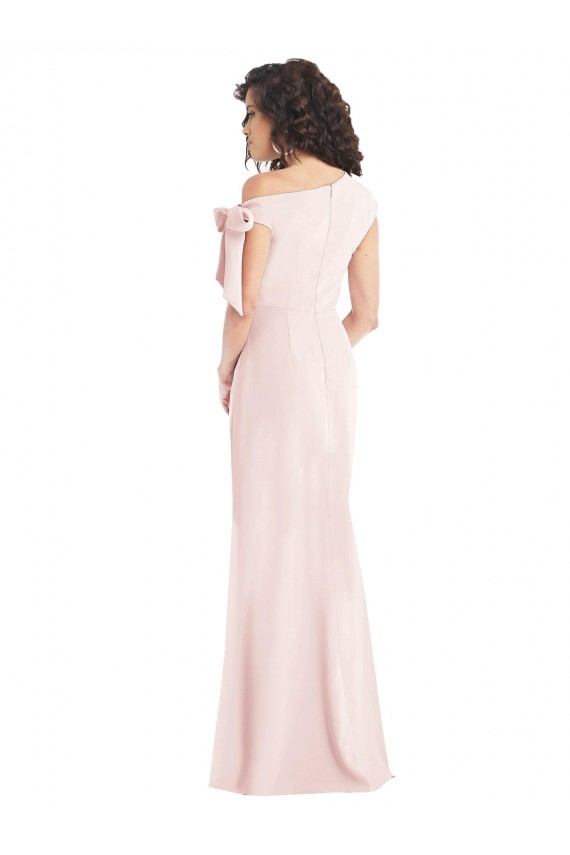 Rose Trompette Épaule Dénudée Crêpe Stretch Longue Formelles Robes demoiselle d'honneur / Robes de soirée / Robes de bal Pas Chère