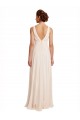 Rose crème Trapèze Bateau Col Haut Mousseline Longue Robes demoiselle d'honneur Pas Chère