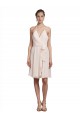 Rose crème Trapèze Licou Col V Mousseline Courte Robes demoiselle d'honneur / Robes de cocktail Pas Chère