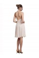 Rose crème Trapèze Licou Col V Mousseline Courte Robes demoiselle d'honneur / Robes de cocktail Pas Chère