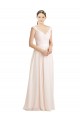 Rose crème Trapèze Mousseline Dentelle Longue Robes demoiselle d'honneur Pas Chère