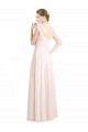 Rose crème Trapèze Mousseline Dentelle Longue Robes demoiselle d'honneur Pas Chère