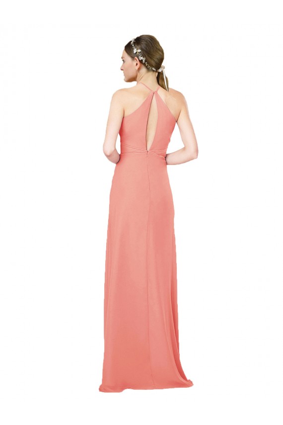Rose du Désert Fourreau Licou Mousseline Longue Robes demoiselle d'honneur Pas Chère