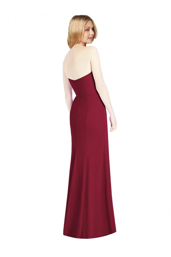 Rose du Désert Trompette Sans bretelle Mousseline Longue Robes demoiselle d'honneur Pas Chère