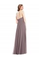 Rose poudré Trapèze Licou Mousseline Longue Formelles Robes demoiselle d'honneur / Robes de soirée Pas Chère