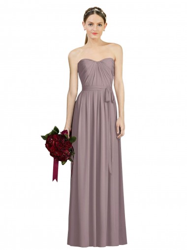 Rose poudré Trapèze Mousseline Longue Robes demoiselle d'honneur Pas Chre