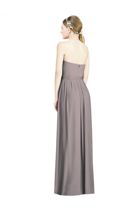 Rose poudré Trapèze Mousseline Longue Robes demoiselle d'honneur Pas Chère