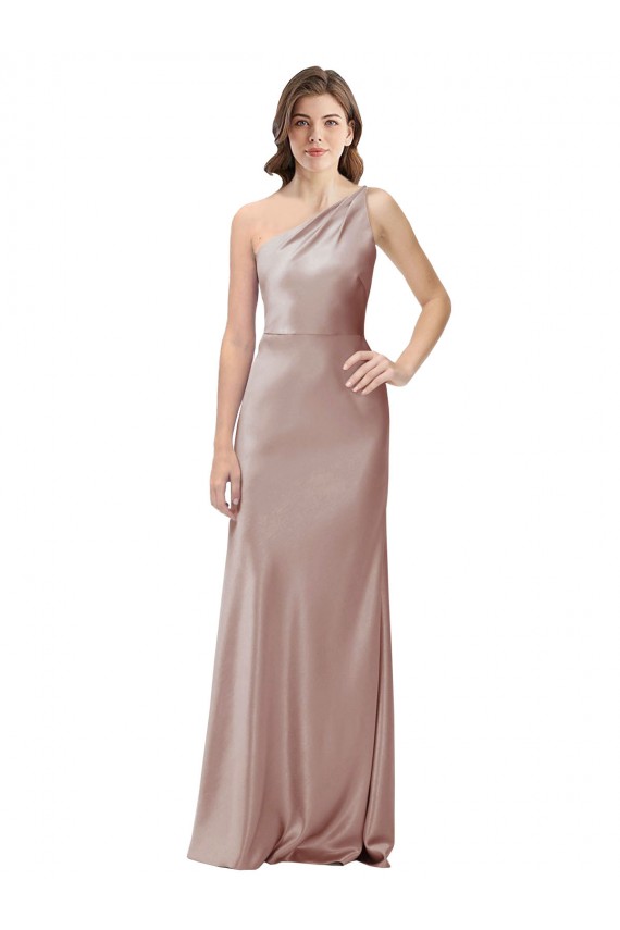 Rose poussiéreux Fourreau Satiné Stretch Longue Formelles Robes demoiselle d'honneur / Robes de soirée / Robes de bal Pas Chère