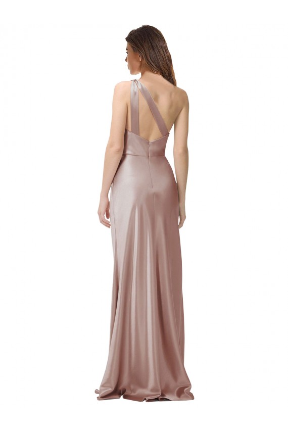 Rose poussiéreux Fourreau Satiné Stretch Longue Formelles Robes demoiselle d'honneur / Robes de soirée / Robes de bal Pas Chère