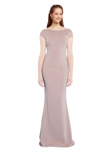 Rose poussiéreux Sirène Col Bateau Crêpe Stretch Longue Formelles Robes demoiselle d'honneur / Robes de soirée / Robes de bal Pas Chre