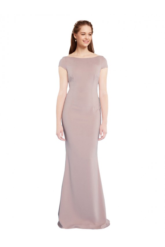Rose poussiéreux Sirène Col Bateau Crêpe Stretch Longue Formelles Robes demoiselle d'honneur / Robes de soirée / Robes de bal Pas Chère