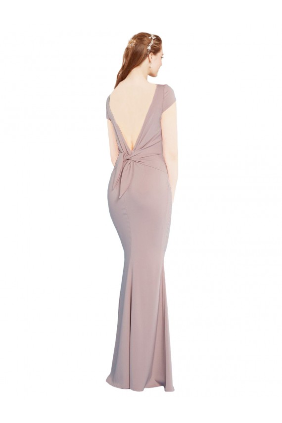 Rose poussiéreux Sirène Col Bateau Crêpe Stretch Longue Formelles Robes demoiselle d'honneur / Robes de soirée / Robes de bal Pas Chère