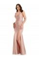 Rose poussiéreux Sirène Col V Satiné Soyeux Longue Formelles Robes demoiselle d'honneur / Robes de soirée / Robes de bal Pas Chère