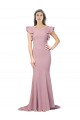 Rose poussiéreux Sirène Col rond Balayage train Crêpe Stretch Longue Formelles Robes demoiselle d'honneur / Robes de soirée / Robes de bal Pas Chère