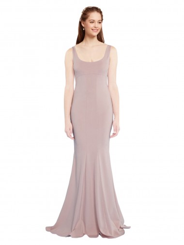Rose poussiéreux Sirène Scoop Crêpe Stretch Longue Formelles Robes demoiselle d'honneur / Robes de soirée / Robes de bal Pas Chre