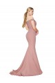 Rose poussiéreux Sirène Épaule Dénudée Balayage train Crêpe Stretch Longue Formelles Robes demoiselle d'honneur / Robes de soirée / Robes de bal Pas Chère