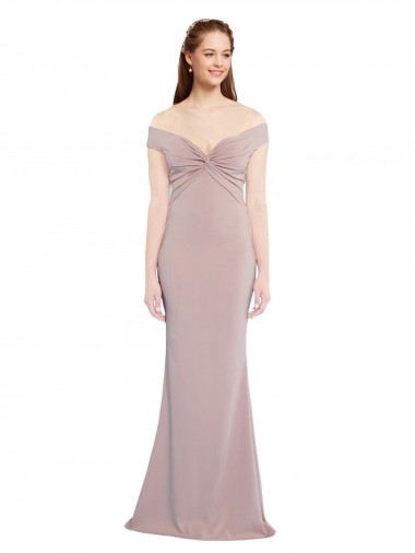 Rose poussiéreux Sirène Épaule Dénudée Col V Crêpe Stretch Longue Formelles Robes demoiselle d'honneur / Robes de soirée / Robes de bal Pas Chre