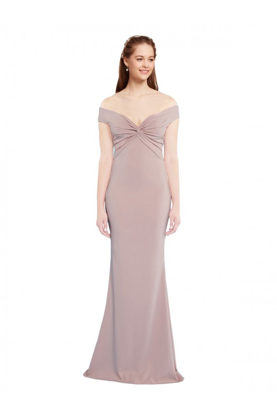Rose poussiéreux Sirène Épaule Dénudée Col V Crêpe Stretch Longue Formelles Robes demoiselle d'honneur / Robes de soirée / Robes de bal Pas Chère