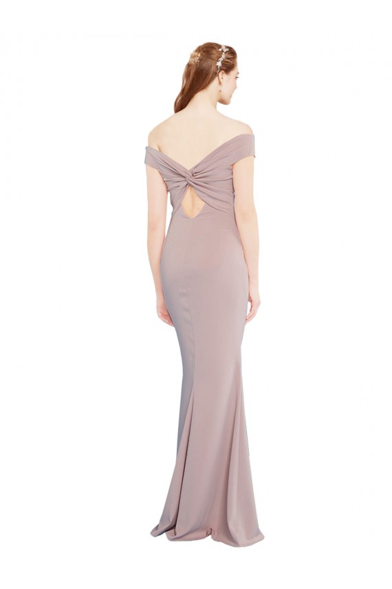 Rose poussiéreux Sirène Épaule Dénudée Col V Crêpe Stretch Longue Formelles Robes demoiselle d'honneur / Robes de soirée / Robes de bal Pas Chère
