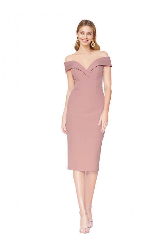 Rose poussiéreux Sirène Épaule Dénudée Crêpe Stretch Courte Robes demoiselle d'honneur / Robes de soirée / Robes de cocktail Pas Chère