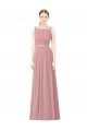Rose poussiéreux Trapèze Col Haut Mousseline Longue Robes demoiselle d'honneur Pas Chère