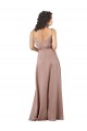 Rose poussiéreux Trapèze Col V Satiné Soyeux Longue Formelles Robes demoiselle d'honneur / Robes de soirée Pas Chère